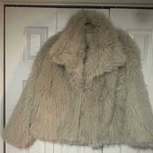 Women's Faux Fur Jacket - Cream
